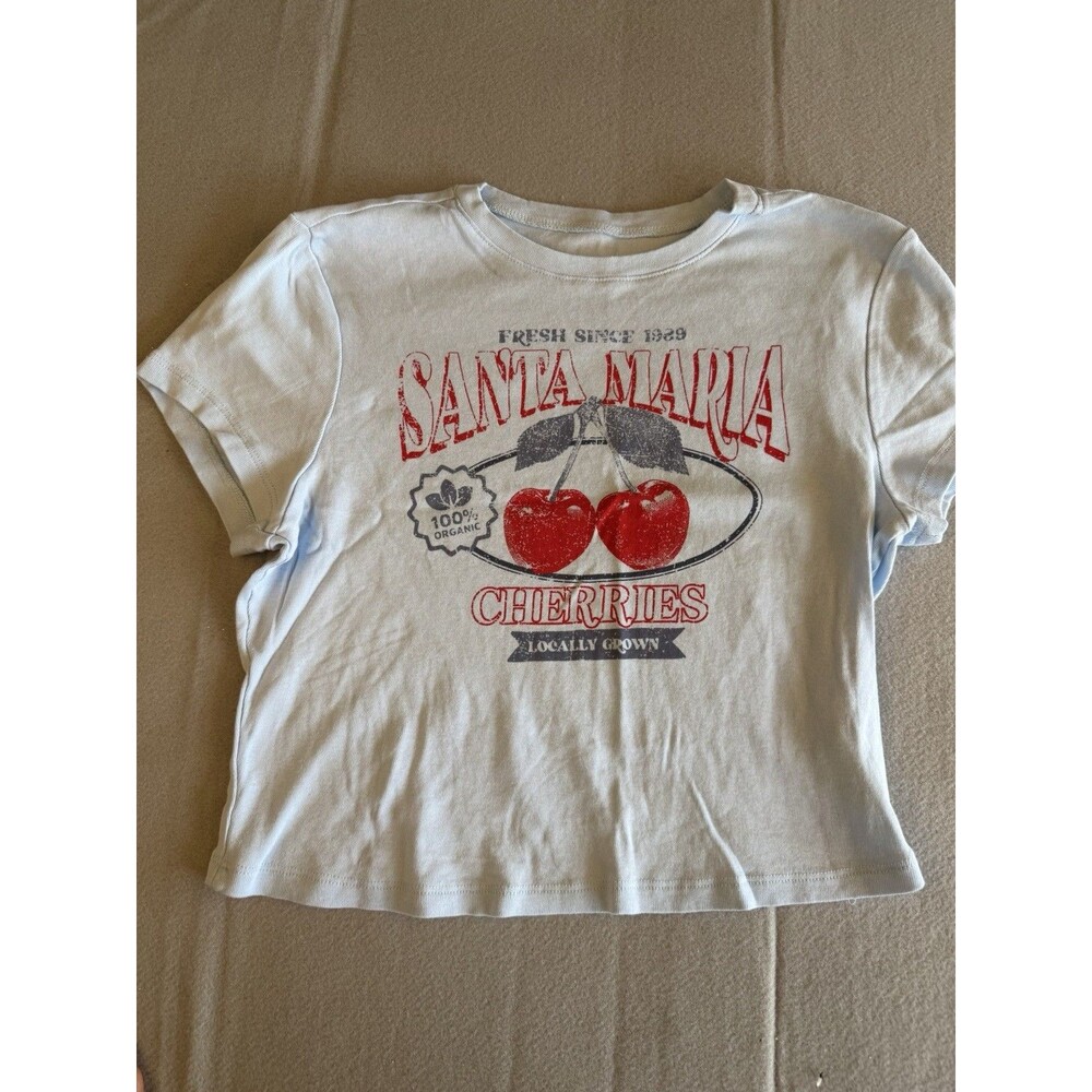 Men's Santa Maria Cherries Graphic T-Shirt White Cotton Jersey Crew Neck S